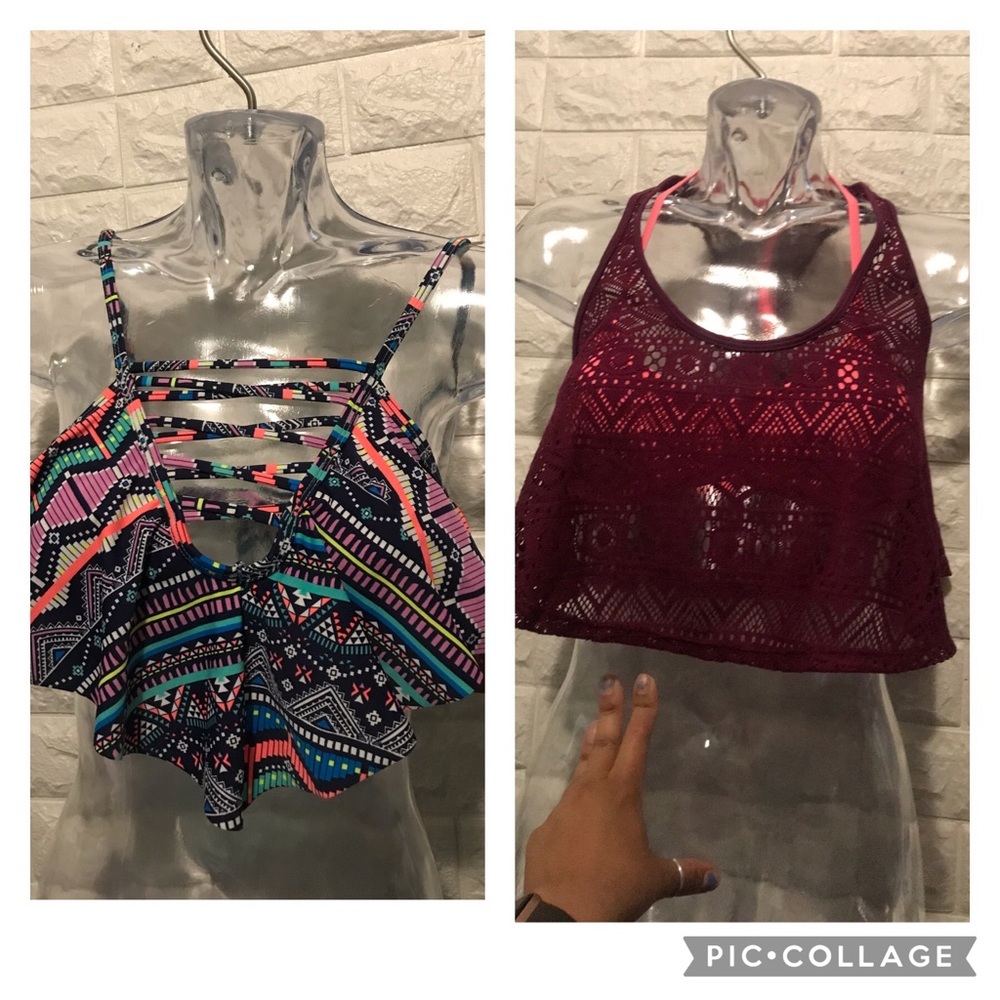 Bundle swimming tops wine pink size S and M